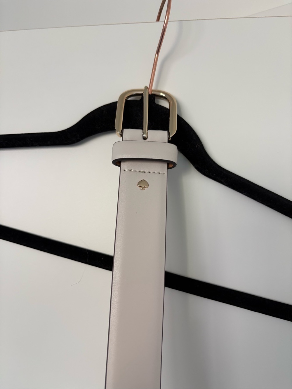 kate spade Pale Beige Leather Belt with Gold Buckle